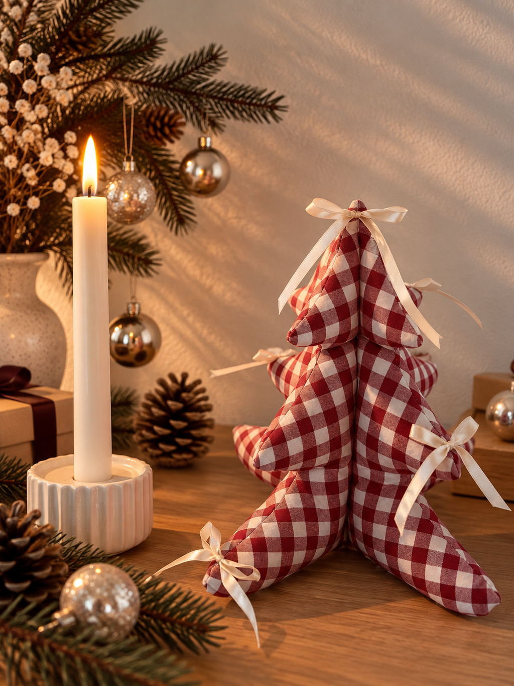CHRISTMAS GINGHAM – Ternet juletræ, 25 cm