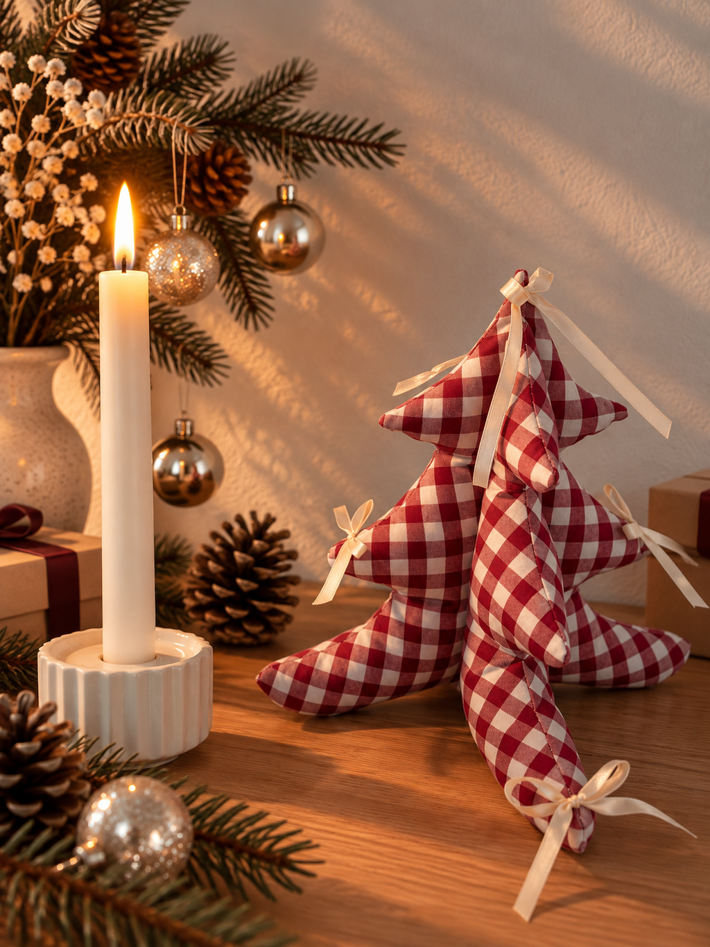 CHRISTMAS GINGHAM – Ternet juletræ, 25 cm
